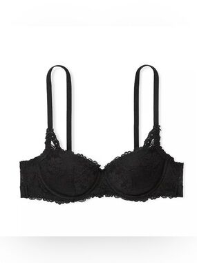 PINK Victoria's Secret Black Lace Lightly Lined Balconette